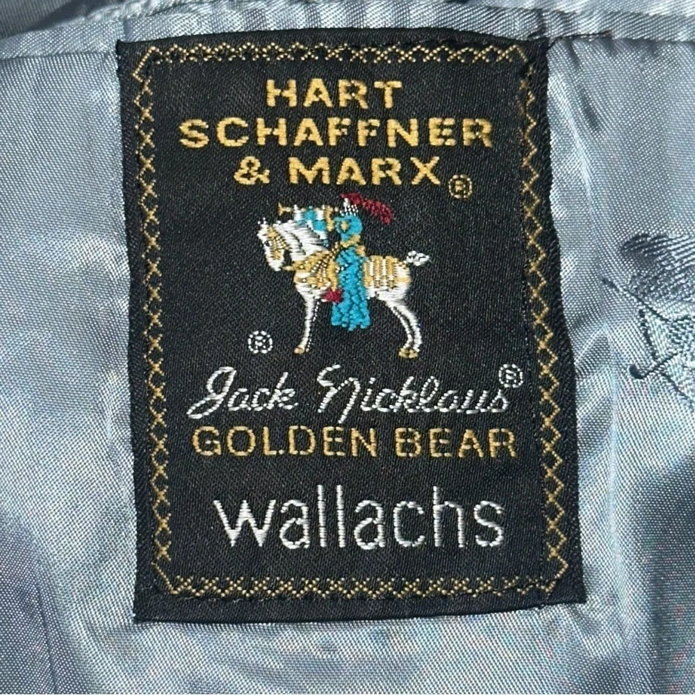 Wallach’s Hart Schaffner Marx Vintage 42L Navy Blue Textured Sports Coat Blazer